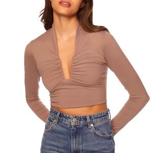 Susana Mónaco Square Long Sleeve Crop Top NWT sz S -$148 MSRP